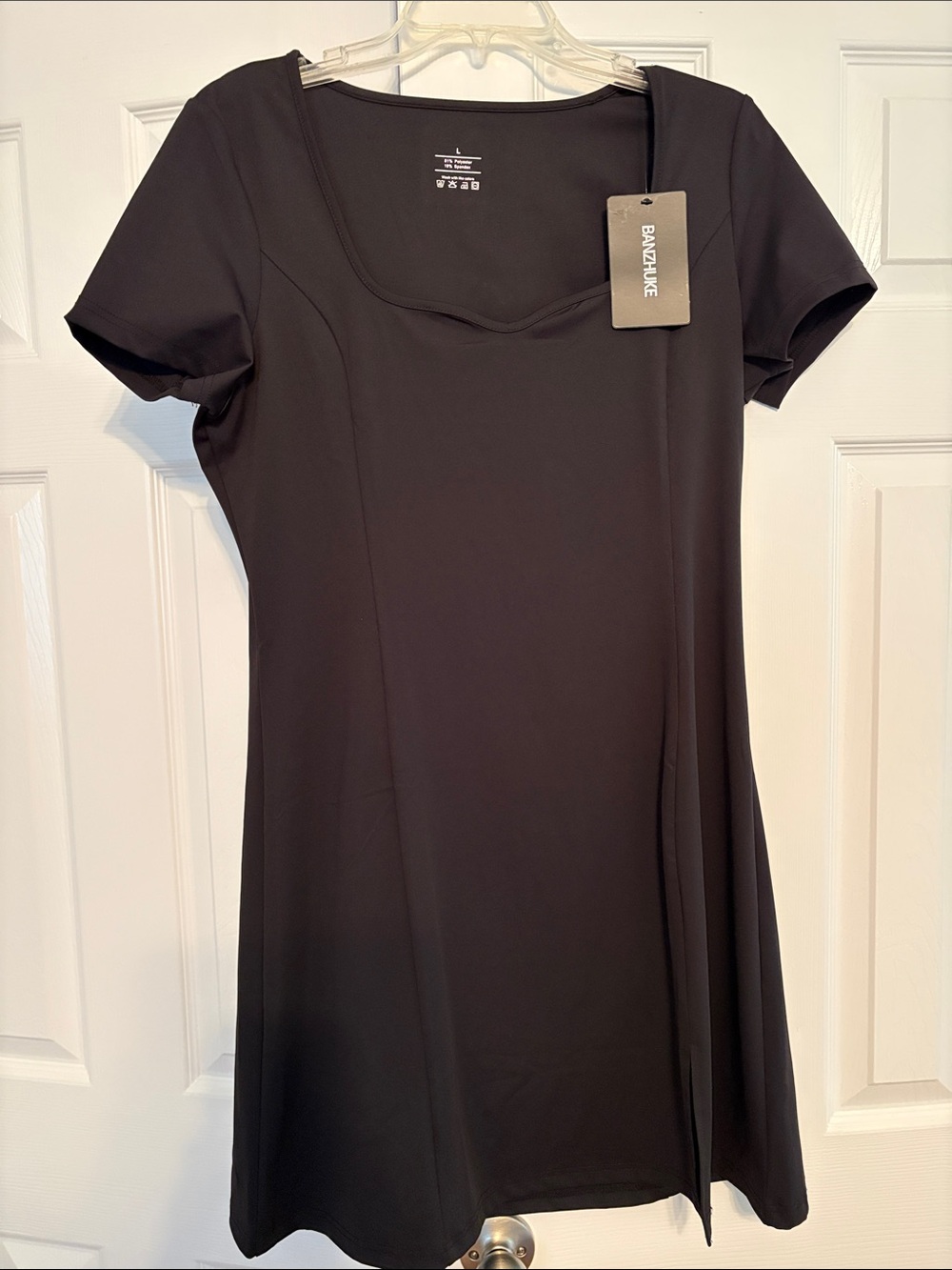 Banzhuke Black Short-Sleeve Scoop Neck Midi Dress